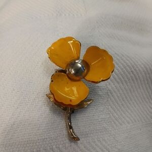 Yellow And Orange  Metal Retro Flower Brooch